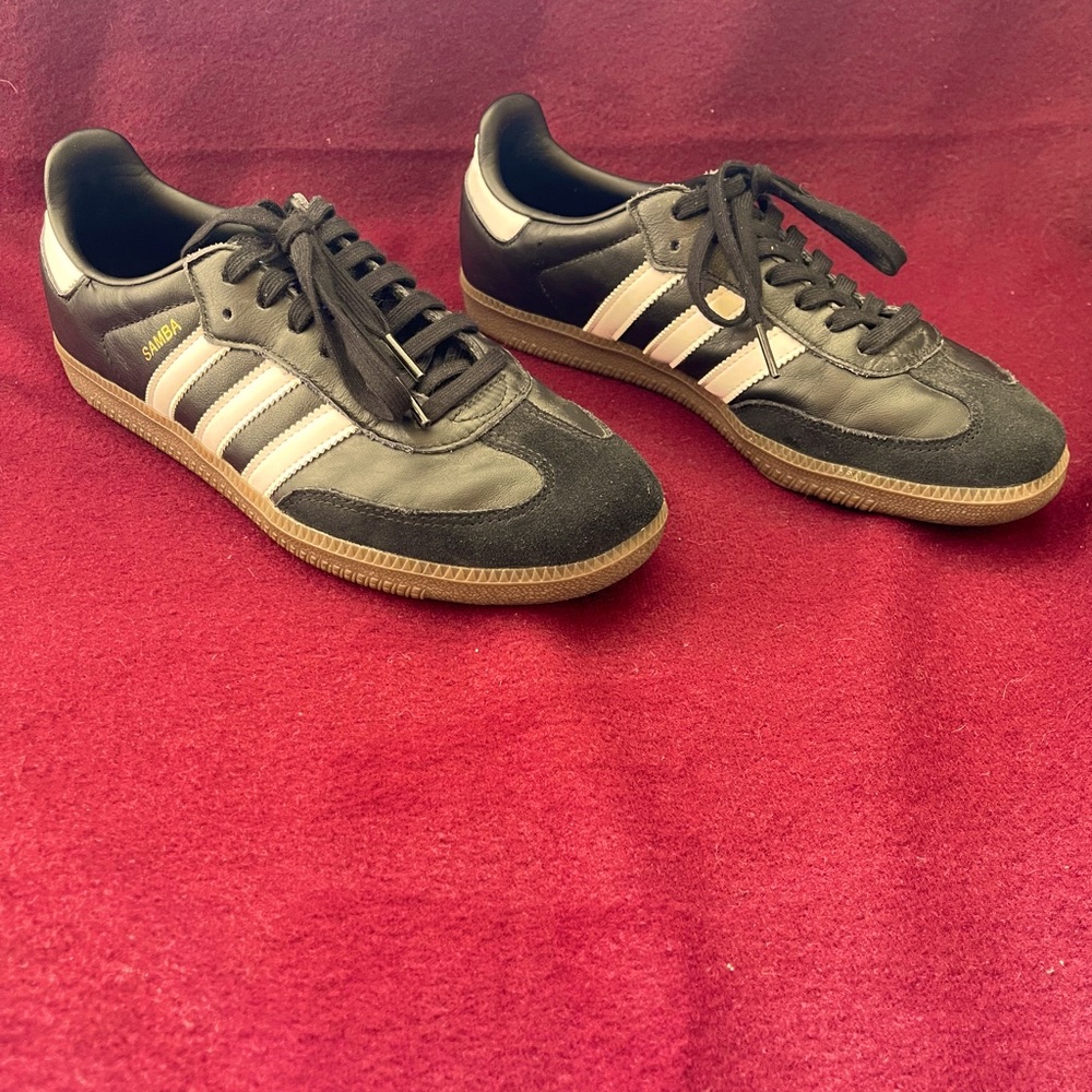 Black and White Adidas Samba Sneakers: size US9